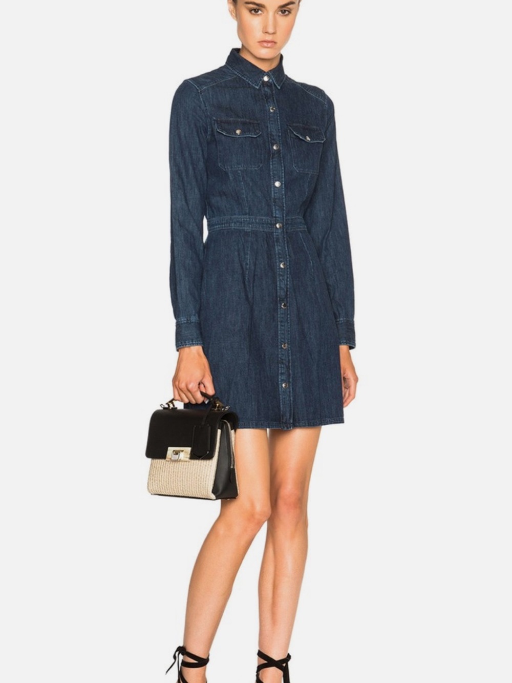 Rag&Bone JEAN Paz Utility Denim Shirt Dress Sz 6 Dark Indigo Excellent Condition